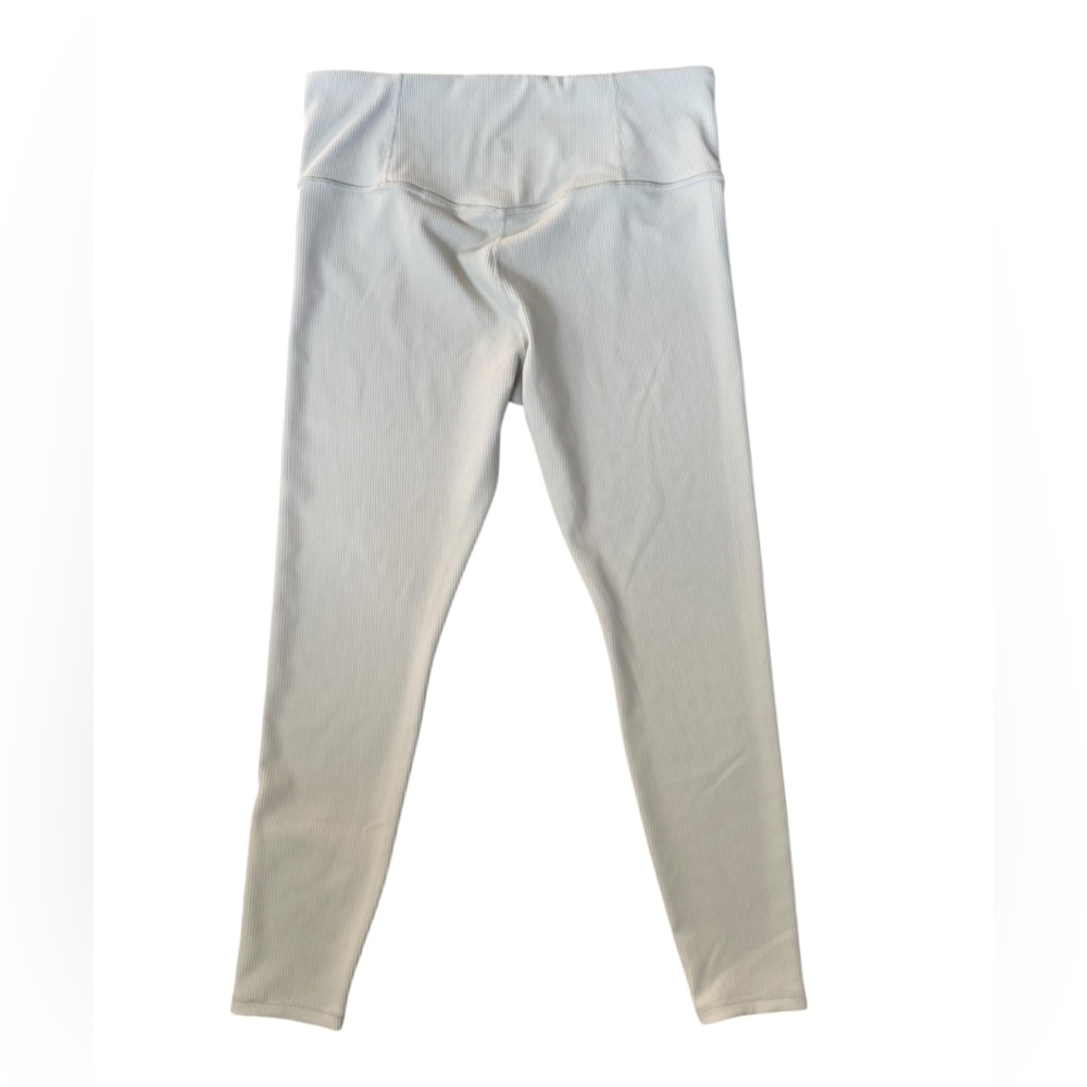 Athleta Elation Rib Tight Leggings XL Colette Eton Gray Beige Ribbed Powervita